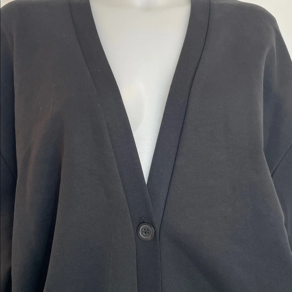 ZARA LONG RUCHED BUTTON-DOWN OVERSIZED COCOON STYLE CARDIGAN JACKET BLACK SZ M